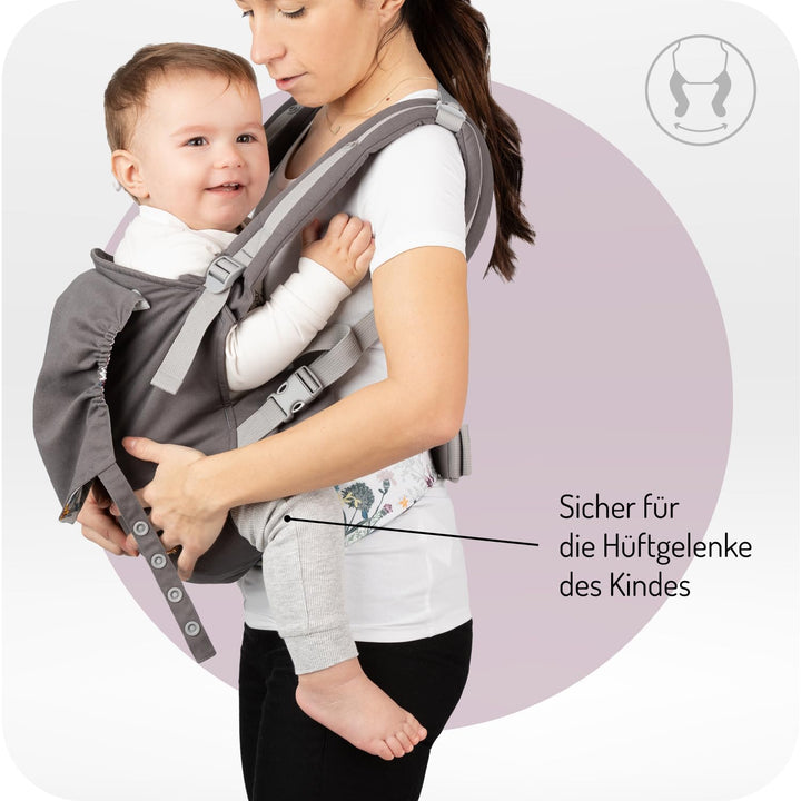 MoMi COLLET Babytrage für Kinder im Alter 3-48 Monate (4-20 kg Körpergewicht), 2 Tragepositionen mit