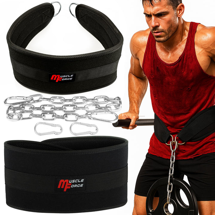 Dip Gürtel mit Kette 80cm Stahlkette für Klimmzüge & Dips | Robuster Gewichtsgürtel für Gym & Kraftt