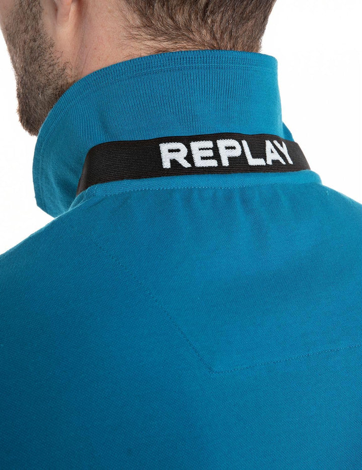 Replay Herren Polohemd XS Ming Blue 182, XS Ming Blue 182