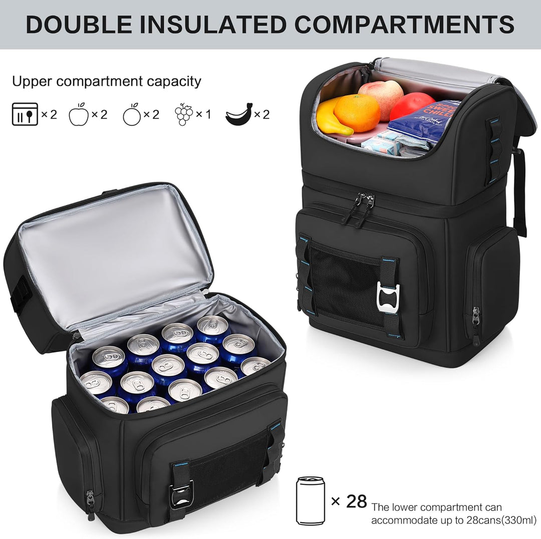 Grosser Kühlrucksack für Herren & Damen, Doppellagiger Kühltasche Rucksack Wasserdichter Isolierter