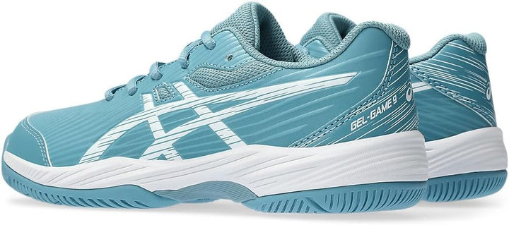 ASICS Jungen Gel-Game 9 Gs Clay/Oc Sneaker 34.5 EU Gris Blue White, 34.5 EU Gris Blue White
