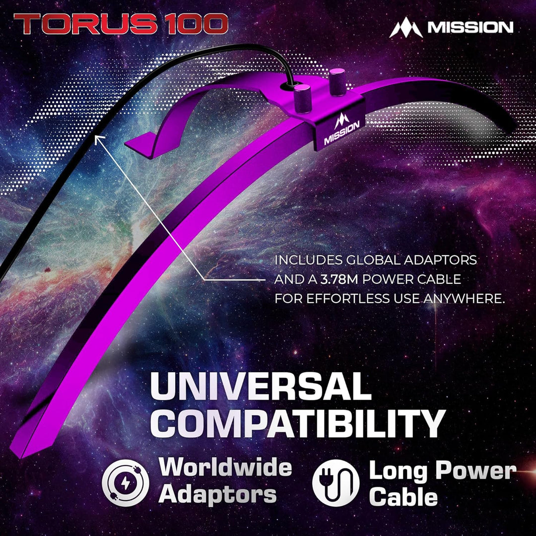 Mission Darts TOR100 Torus 100 | Dartscheibe LED klappbar tragbar Dartscheibe Reise Beleuchtungssyst