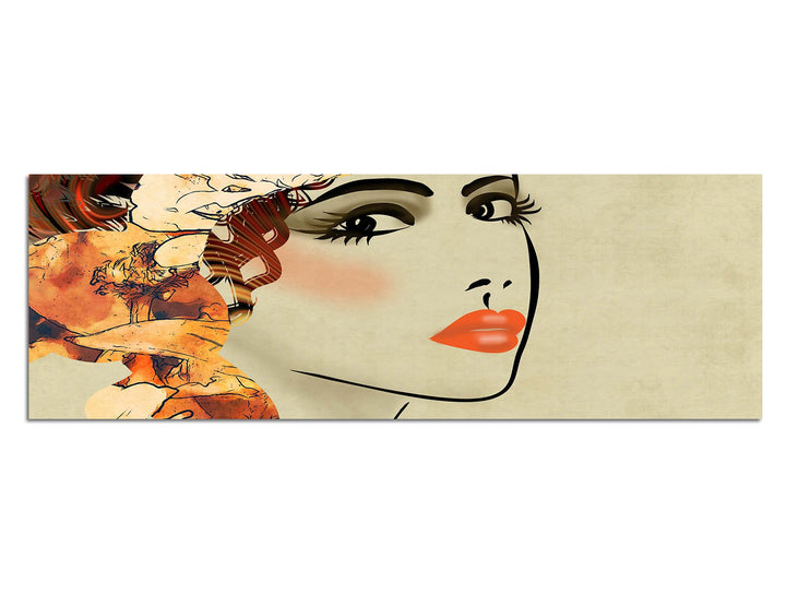Paul Sinus Art Panoramabild auf Leinwand und Keilrahmen 150x50cm Gemälde Kunstwerk Mädchen Gesicht P