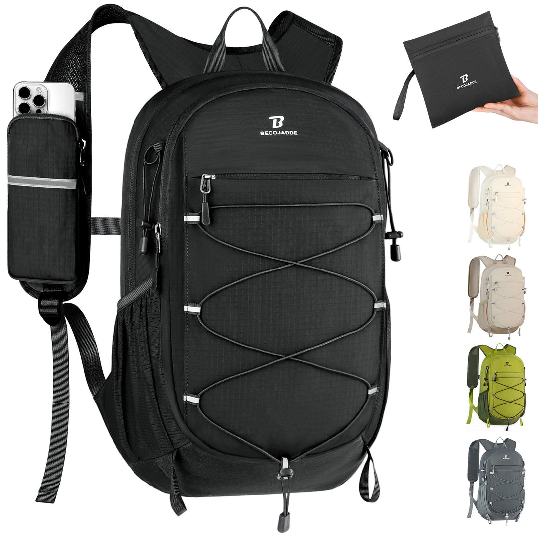 BECOJADDE 15L Kleiner Wanderrucksack Tagesrucksack Herren Damen Leichter Faltbarer Rucksack mit Brus