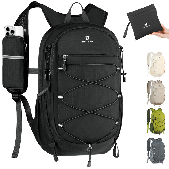 BECOJADDE 15L Kleiner Wanderrucksack Tagesrucksack Herren Damen Leichter Faltbarer Rucksack mit Brus