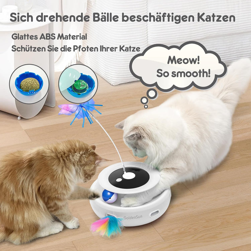 GoldenSun Katzenspielzeug, 3 in 1 Elektrisch Interaktives Automatischer Spielzeug für Katzen, Whack-