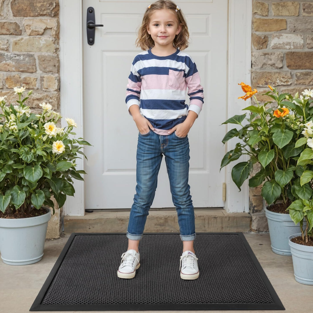 DEXI Fussmatte aussen 80 x 120 cm, rutschfeste Schmutzfangmatte, Dunkelgrau | langlebig Fussabtreter