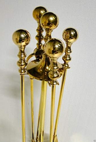 Ofenbesteck Kaminbesteck 5 teilig Gold Messing Massiv Höhe :73 cm Kaminzubehör Antik Stil Barock Jug