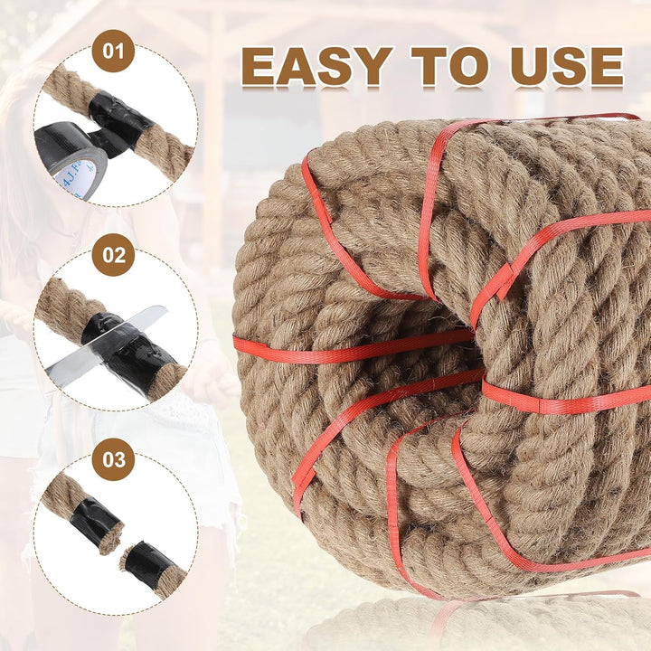 QUARKZMAN Kordel Jutekordel Jute Seil 9m x 1,6cml Schwere Natürliche Hanfseil Dicke Geflochtene Jute