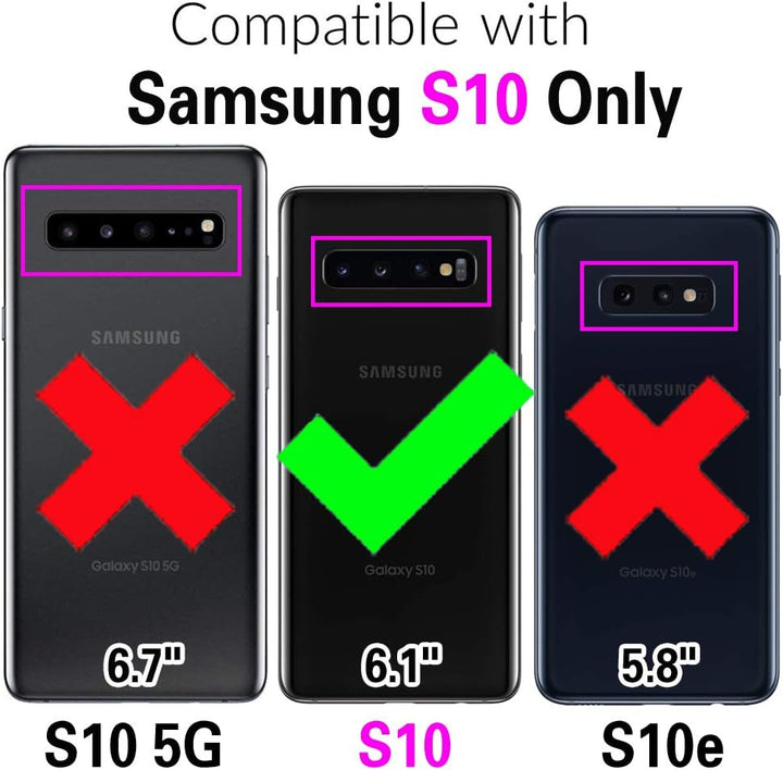 Asuwish Handyhülle für Samsung Galaxy S10 Hülle mit Band Kartenfach Klappbar Geldbörse Ständer Handy