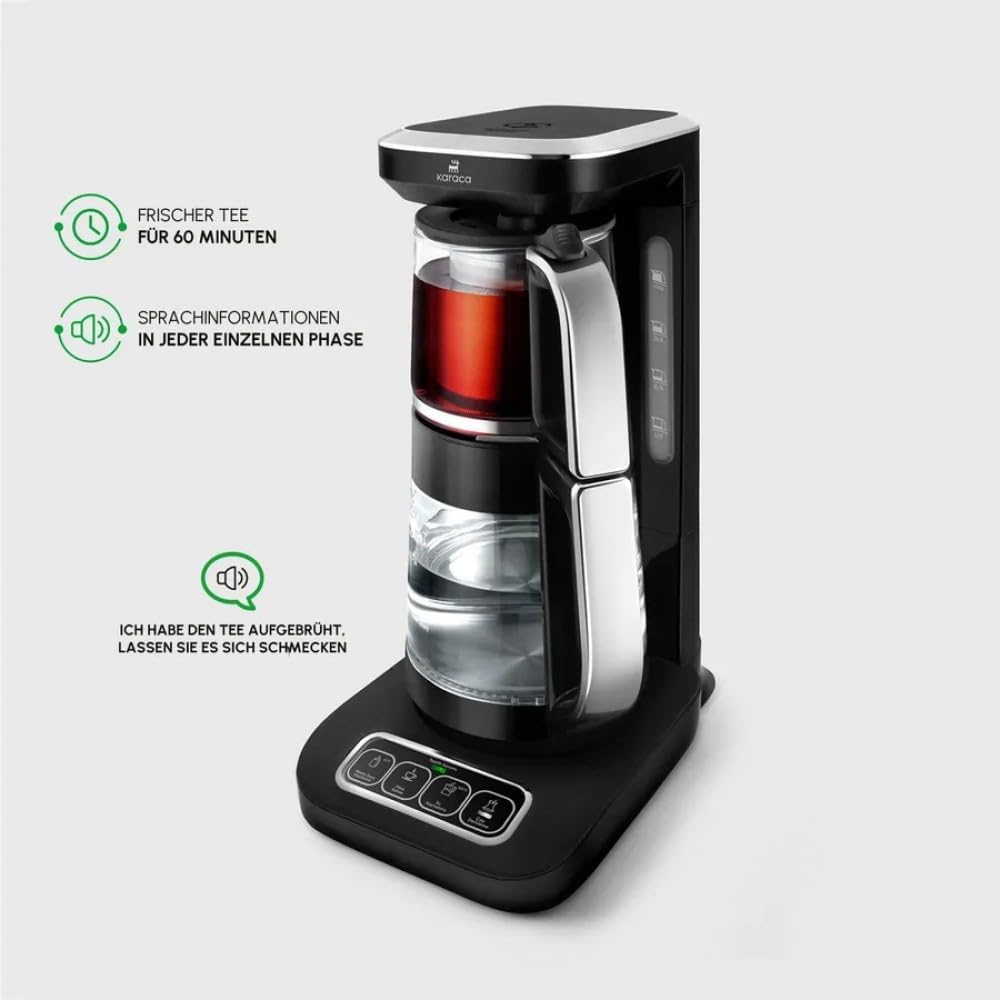 Karaca Caysever Robotea Pro 4 in 1 sprechende automatische Glas-Tee- und Filterkaffee Brühmaschine 2