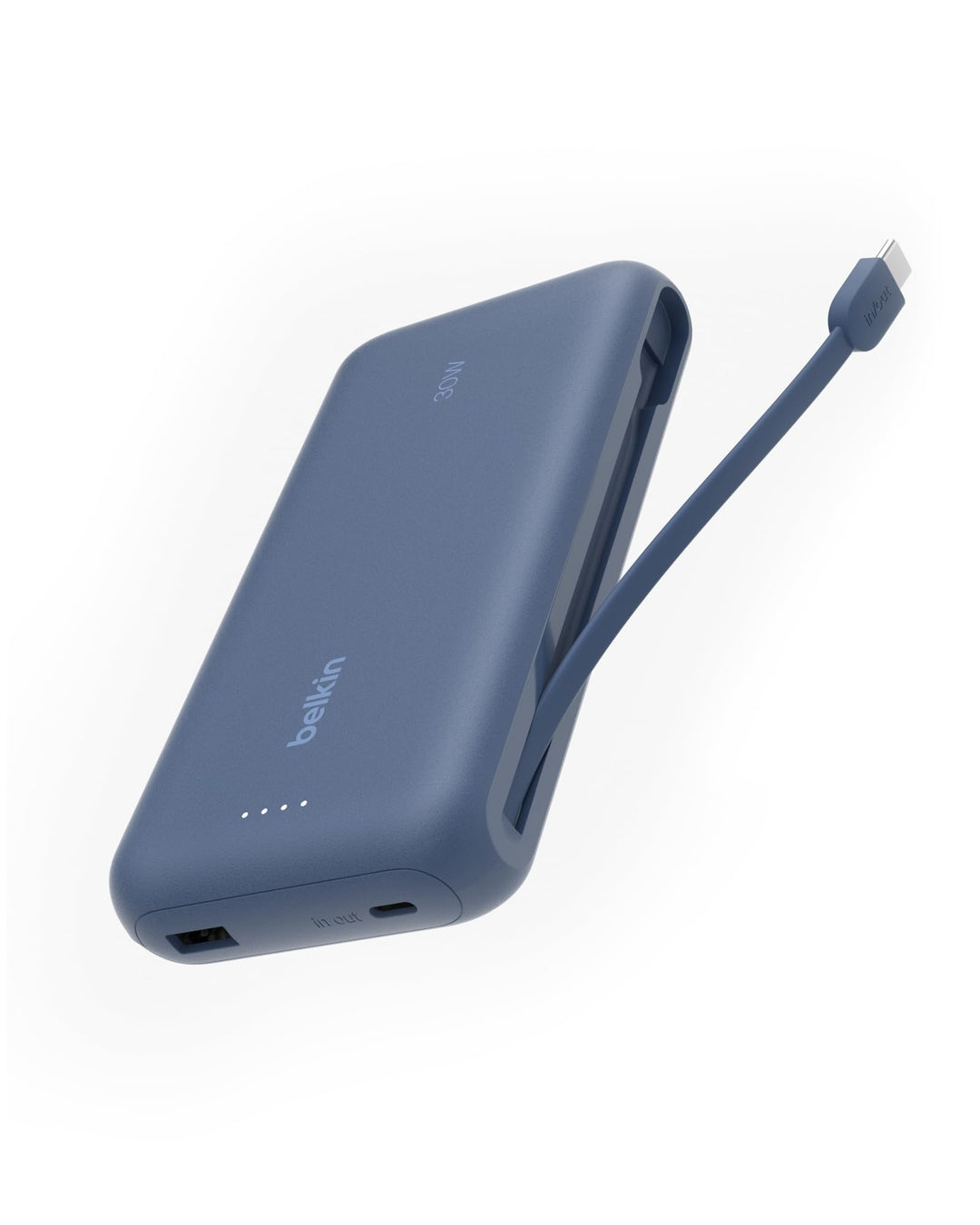 Belkin Portable Powerbank zum Schnellladen mit integriertem Kabel 20K PD 30 W, USB-C Power Delivery,