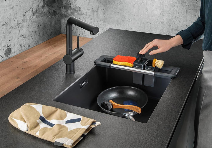 BLANCO Worktop Organizer Main Set | Ausziehbare Schiene 396-440mm für Spülen | Küchenutensilien perf
