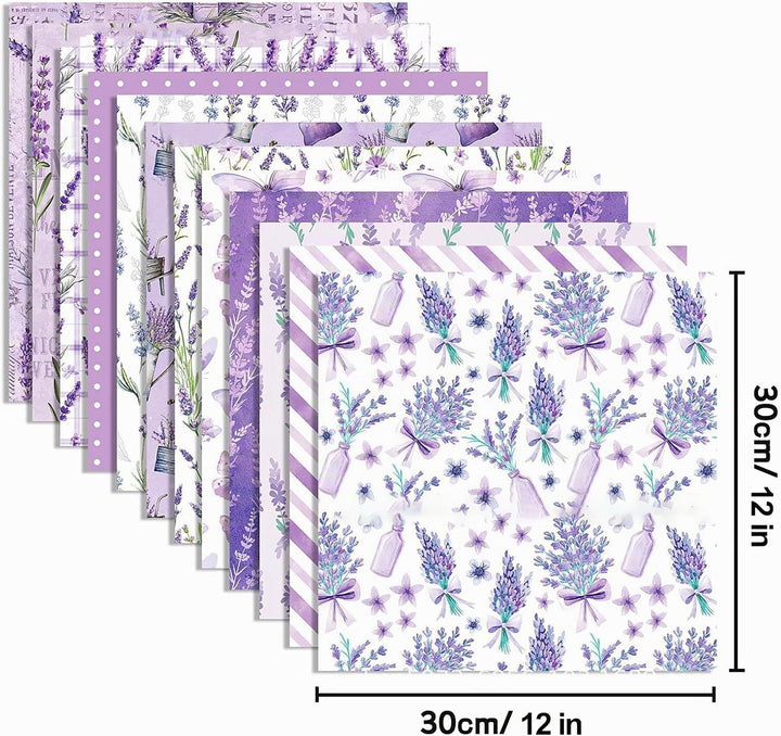 Scrapbook Papier Lila Blumen Muster Scrapbook Bastelpapier, 30x30 cm Scrapbooking Papier Motivpapier