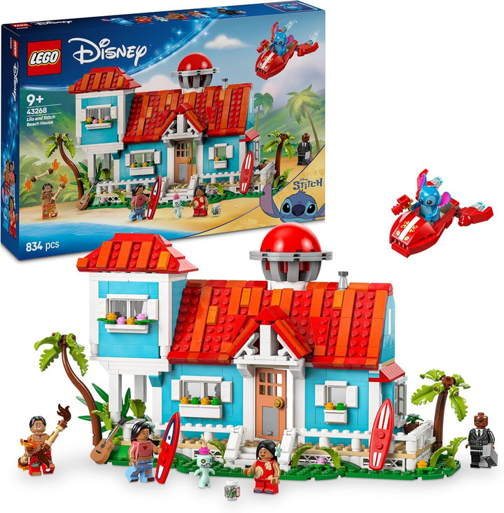LEGO | Das Strandhaus aus „Lilo und Stitch“ - Spielzeug mit 6 Zimmern, Dachterrasse, Raumschiff und