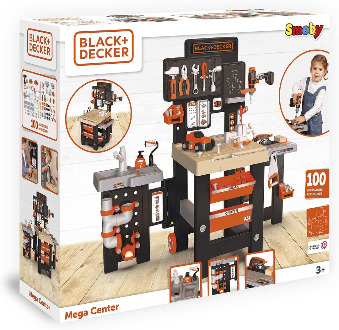 Smoby Toys - Black+Decker Mega Werkbank Center (100 Teile) - Spielzeug-Werkstatt für Kinder ab 3 Jah