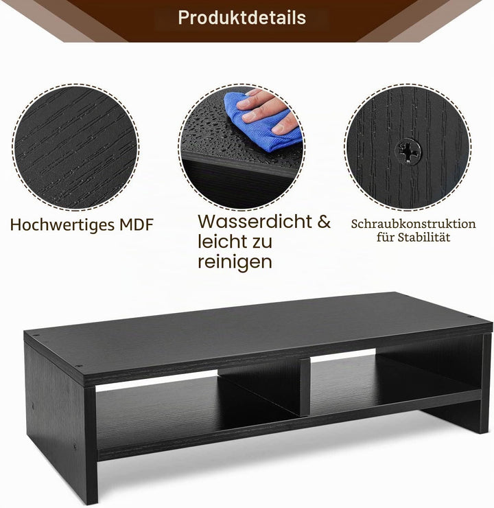 Holz Laptopständer 2-stufiger Laptopständer & Monitorständer mit Ablagefach, ergonomische Monitorerh