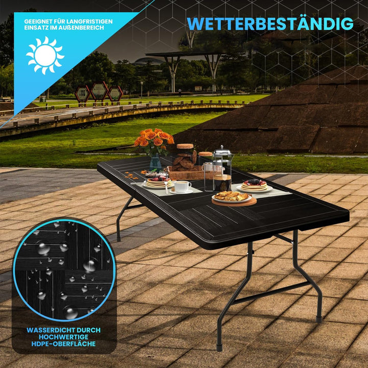 Luxus Klapptisch inklusive Grauem Tischrock - Ideal als Campingtisch - Faltbarer Gartentisch & Klapp