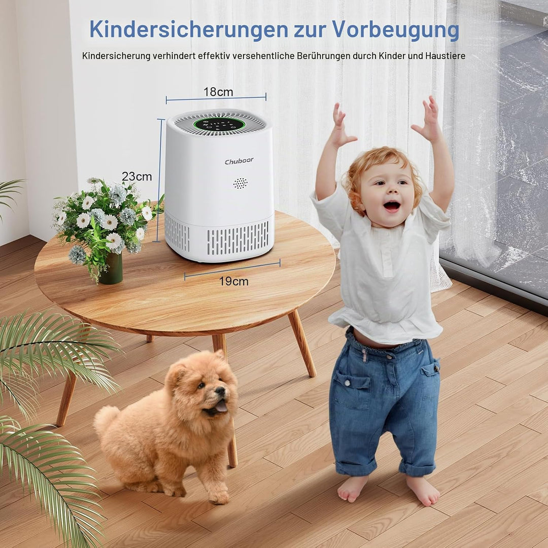 Luftreiniger allergiker für Schlafzimmer，Luftreiniger CADR 240m³/h für Raucherzimmer, 3 Timer, 3 Ges