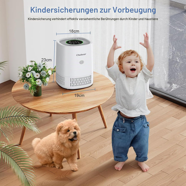 Luftreiniger allergiker für Schlafzimmer，Luftreiniger CADR 240m³/h für Raucherzimmer, 3 Timer, 3 Ges