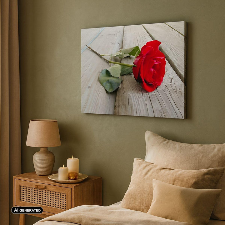 Bilder auf Leinwand 100x70cm Leinwandbild mit Rahmen Blume Holz Pflanze Gross Wanddeko Bild Schlafzi