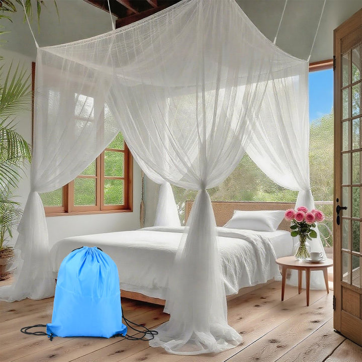 Moskitonetz Bett für Doppelbett Einzelbett, 1.9 m x 2.1 m x 2.4 m Mückennetz Bett, 4 Einträge, Moski