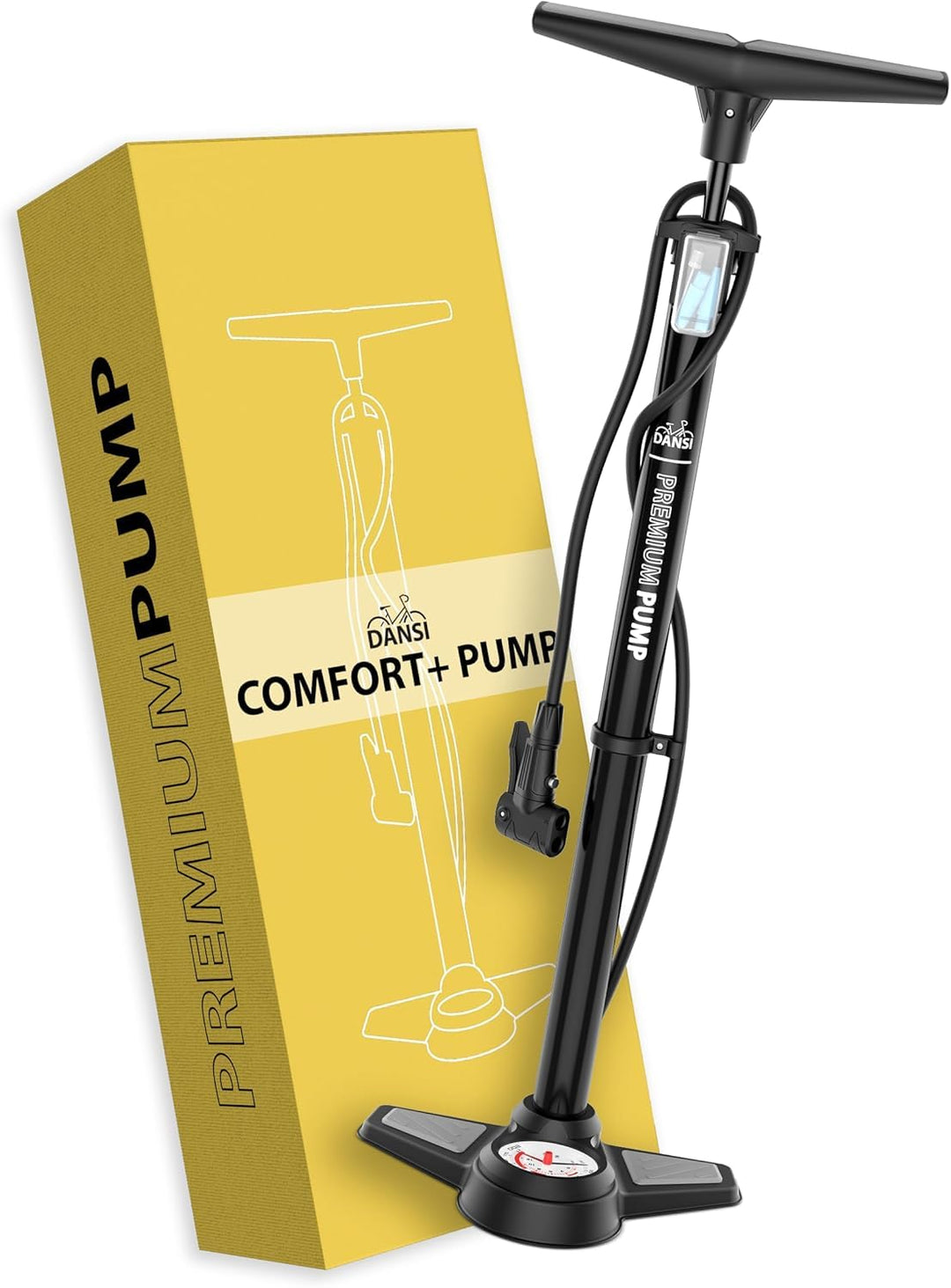 DANSI Standluftpumpe, Verschiedene Modelle, mit Adaptern, passend für alle gängigen Ventile, mit Man