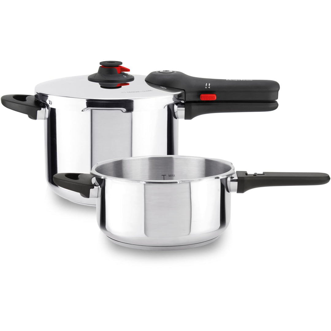 Magefesa EasyClick – Schnellkochtopf 4 + 6 Liter, Edelstahl 18/10, Einfaches Öffnungssystem, Für all