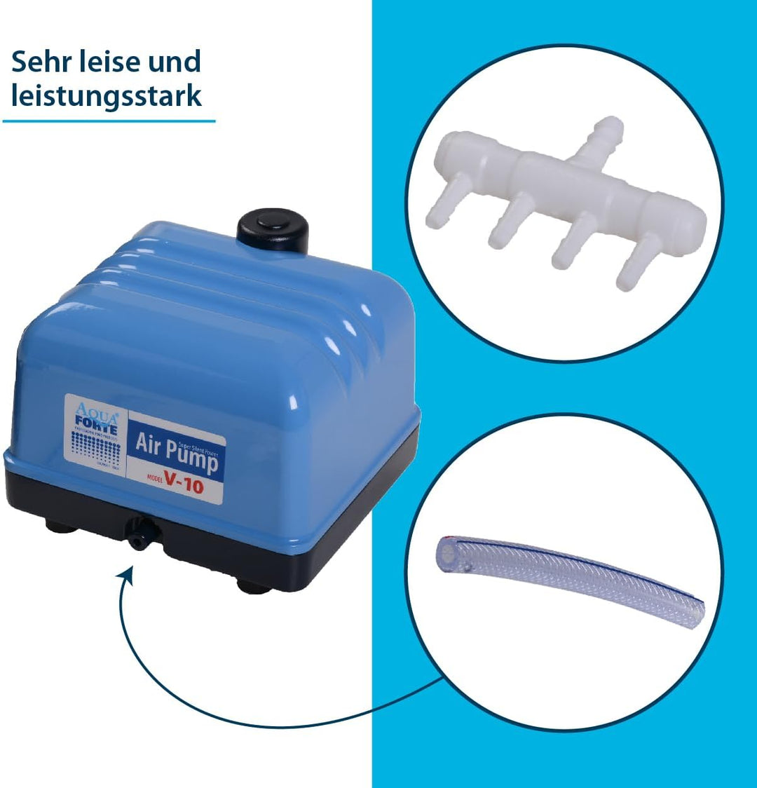 AquaForte Hi-Flow V-30 Luftpumpe &amp; Belüfterscheibe-/Platte 20cm, Anschluss 9mm