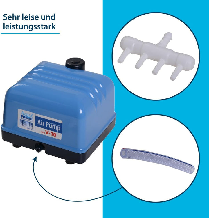 AquaForte Hi-Flow V-30 Luftpumpe & Belüfterscheibe-/Platte 20cm, Anschluss 9mm