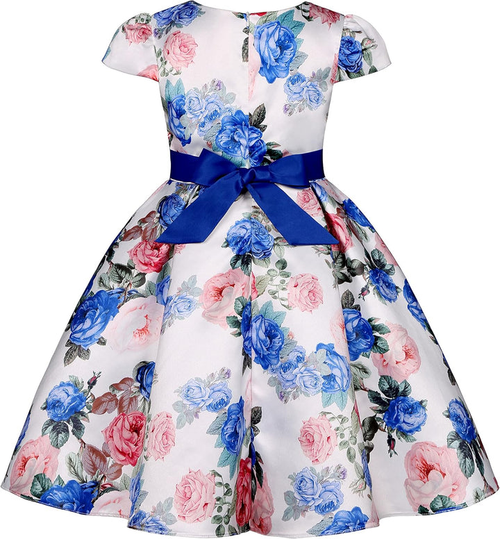 BUNNY LULU Mädchen Kleid mit schräger Schulter, Brautjungfer, Hochzeit, Prinzessin, Kinder, Schleife