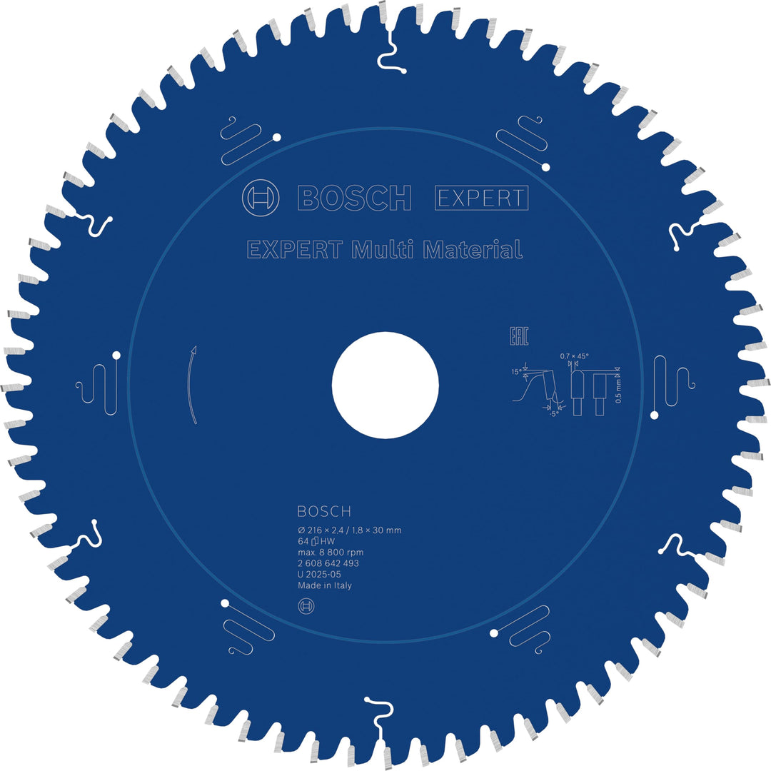 Bosch Professional 1x Kreissägeblatt Expert for Multi Material (für Multimaterial, Sägeblatt Ø 216 x