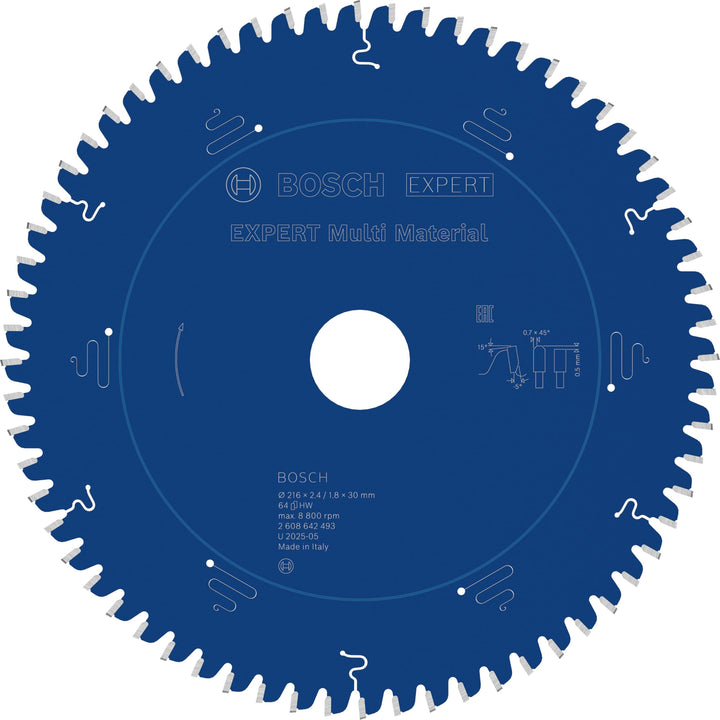 Bosch Professional 1x Kreissägeblatt Expert for Multi Material (für Multimaterial, Sägeblatt Ø 216 x