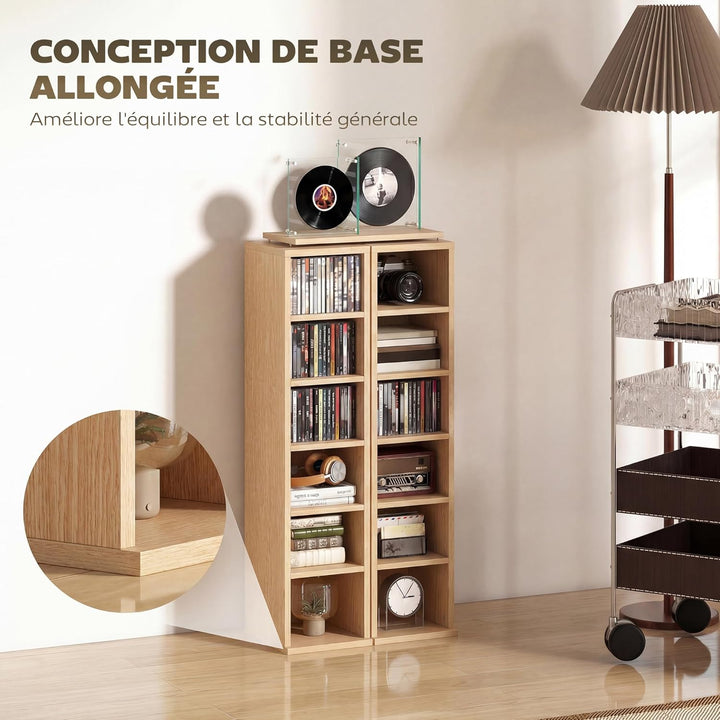 HOMCOM Set mit 2 Regalen, CD-/DVD-Aufbewahrungsschrank, 6 + 6 Fächer, 21 x 22,5 x 88,5 cm, max. Kapa