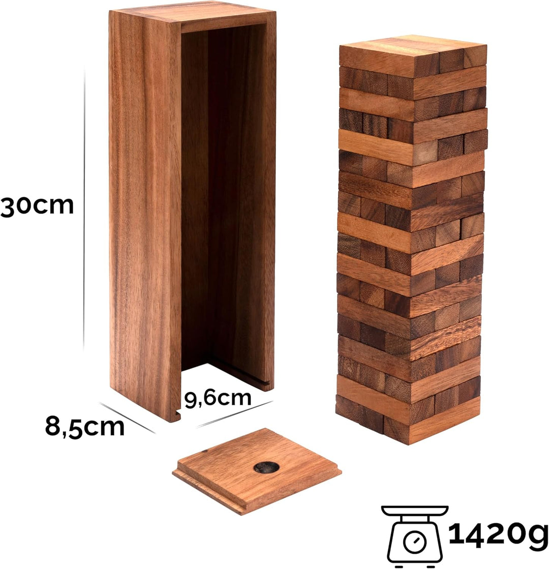 LOGOPLAY Wackel Turm Gr. XL - 30 cm Höhe - Condo - Holzturm - Geschicklichkeitsspiel - Gesellschafts