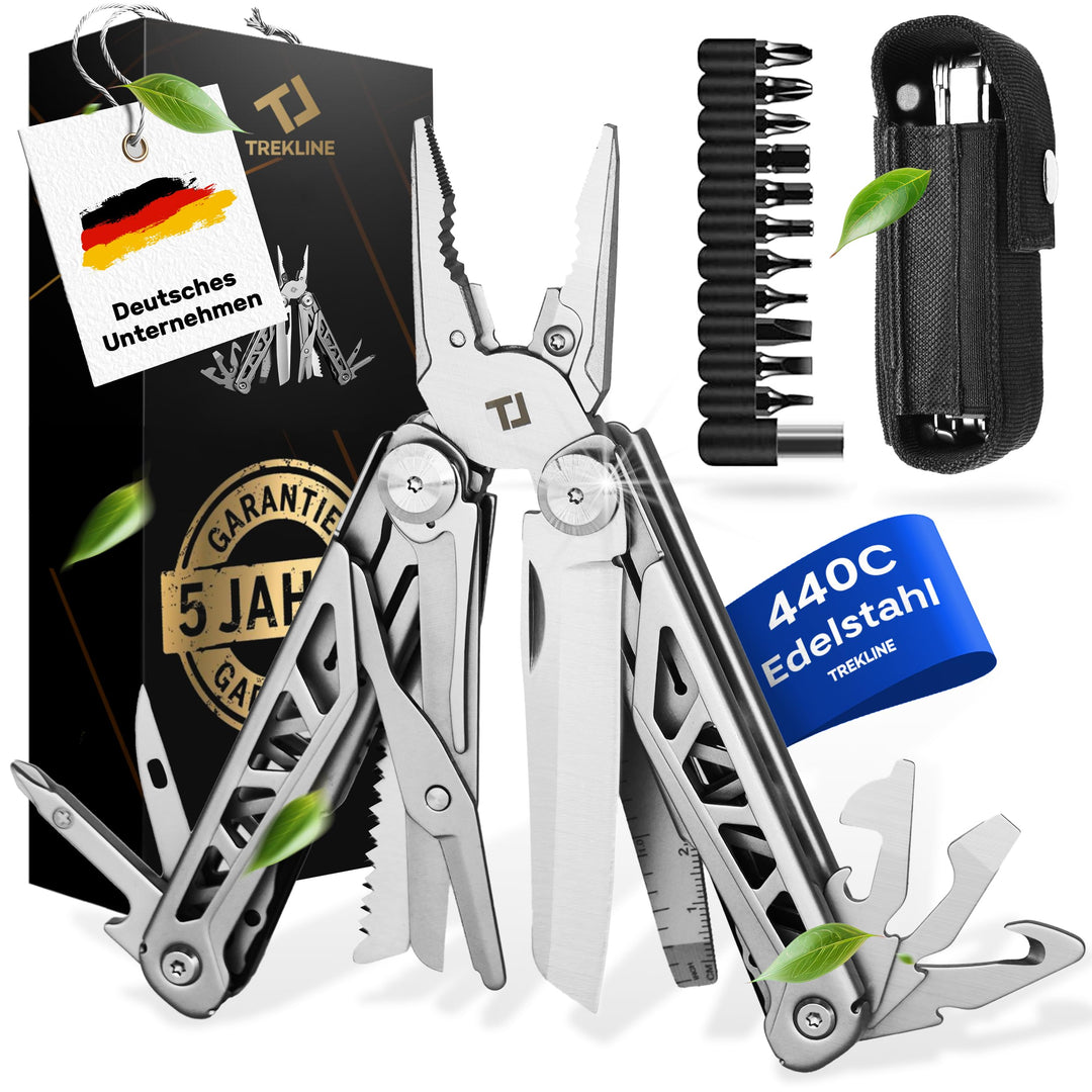 TREKLINE Premium Multitool Werkzeug [rostfreier Edelstahl] Survival Multifunktionsmesser perfektes C