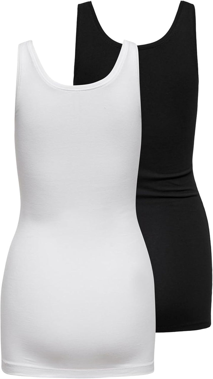 ONLY Damen Top (2er Pack) XL Mehrfarbig (Black Pack:black And White), XL Mehrfarbig (Black Pack:blac