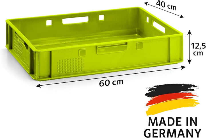BURI 10 Stück Fleischkiste E1 Lagerkiste 60x40x12,5 cm Metzgerkiste Eurobox Hellgrün - flache Stapel