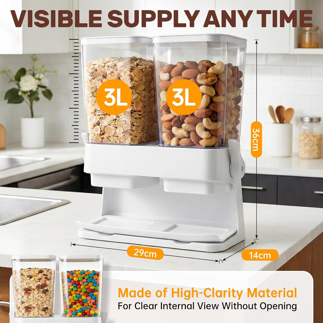 Sinceroduct Müslispender 2er Pack, Cereal Dispenser 3L Grosse luftdichte Müsli-Speicherkisten, Cornf
