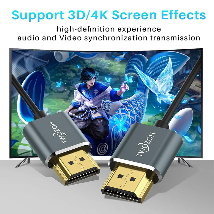Twozoh Schlankes 4K HDMI auf HDMI 2.0 Kabel 2M, 10 Stück, ultradünn und flexibel, unterstützt 4K bei