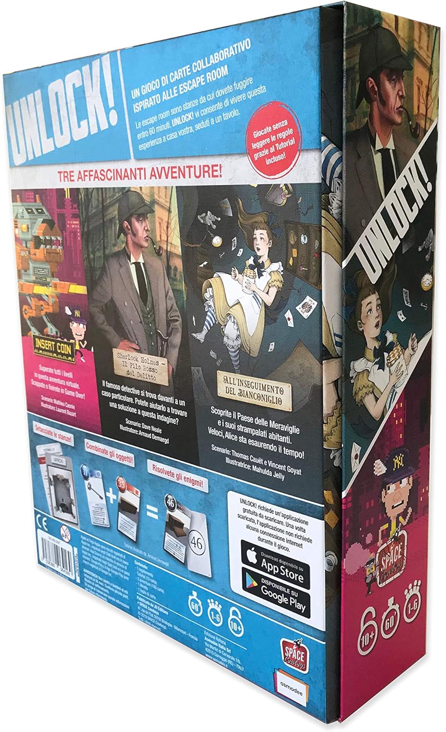 Asmodee Scunl05It Unlock Heroic Adventures Brettspiel Edition auf Italienisch, Mehrfarbig Entsperren