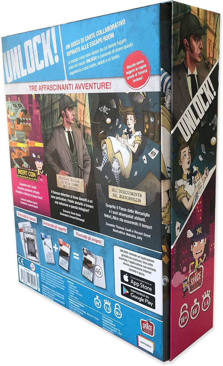 Asmodee Scunl05It Unlock Heroic Adventures Brettspiel Edition auf Italienisch, Mehrfarbig Entsperren