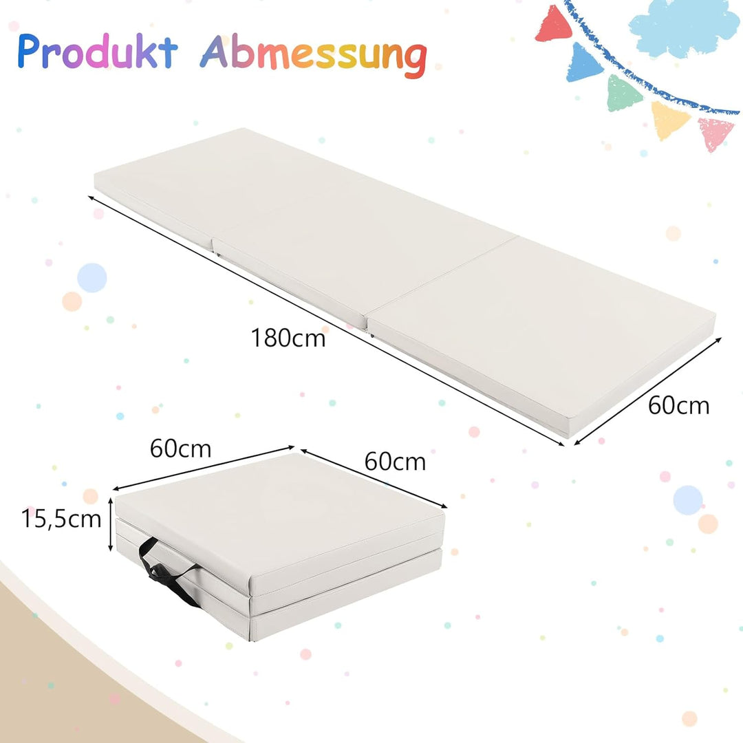 COSTWAY 180 x 60 x 5 cm Weichbodenmatte klappbar, Gymnastikmatte tragbar, Yogamatte wasserabweisend,