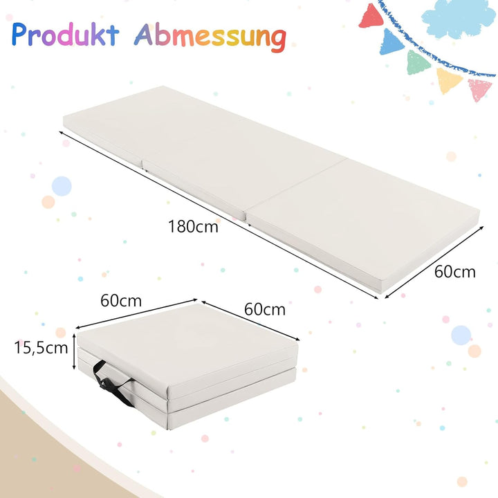 COSTWAY 180 x 60 x 5 cm Weichbodenmatte klappbar, Gymnastikmatte tragbar, Yogamatte wasserabweisend,