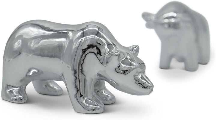 FeinKnick Keramik-Skulptur Bulle und Bär als Symbol für Wirtschaft &amp; Börse - Moderne Dekofigur in Si