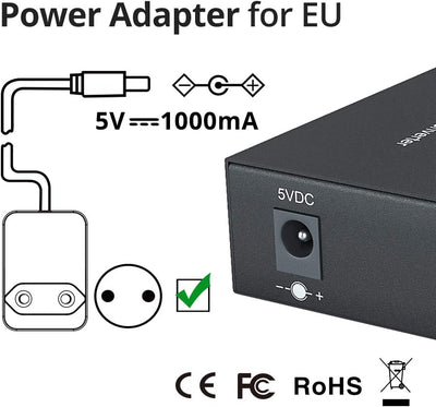 10Gtek® Gigabit Ethernet Medienkonverter, mit Built-in 1Gb Single-Mode SC Transceiver, Single-Mode D