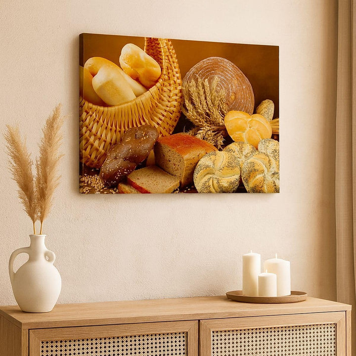 Bilder auf Leinwand 100x70cm Leinwandbild mit Rahmen Bäckerei Brot Essen Gross Wanddeko Bild Schlafz