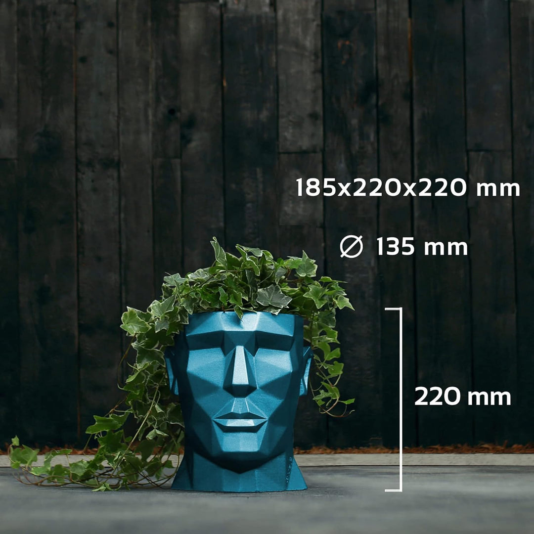 CONCRETTE Blumentopf aus Beton Apollo | Ø 14 cm | Blue Metallic | Zement-Pflanzkübel | Handgefertigt