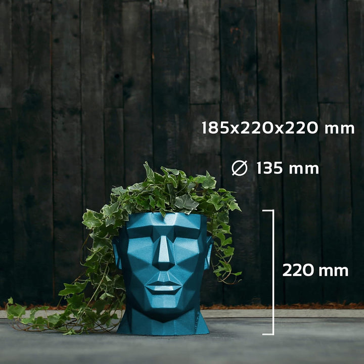 CONCRETTE Blumentopf aus Beton Apollo | Ø 14 cm | Blue Metallic | Zement-Pflanzkübel | Handgefertigt