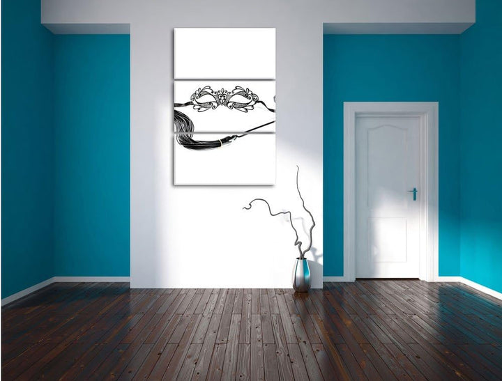 Pixxprint Sexy Frauenoberkörper mit Seilen als Leinwandbild/Grösse: 3 Teilig (120x80) cm/Wandbild/Ku